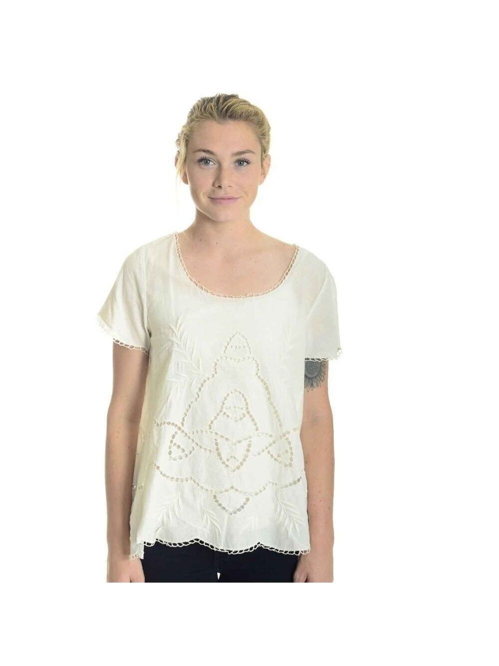 NEW Joie Natesa Cotton Lace Blouse Eyelet Design